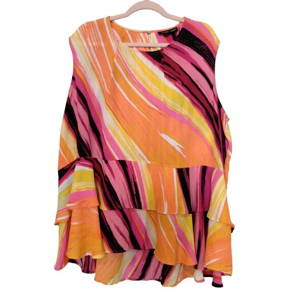 Ashley Stewart Plus Size 22/24 Multicolor Layered Ruffle Sleeveless Top - Picture 2 of 9